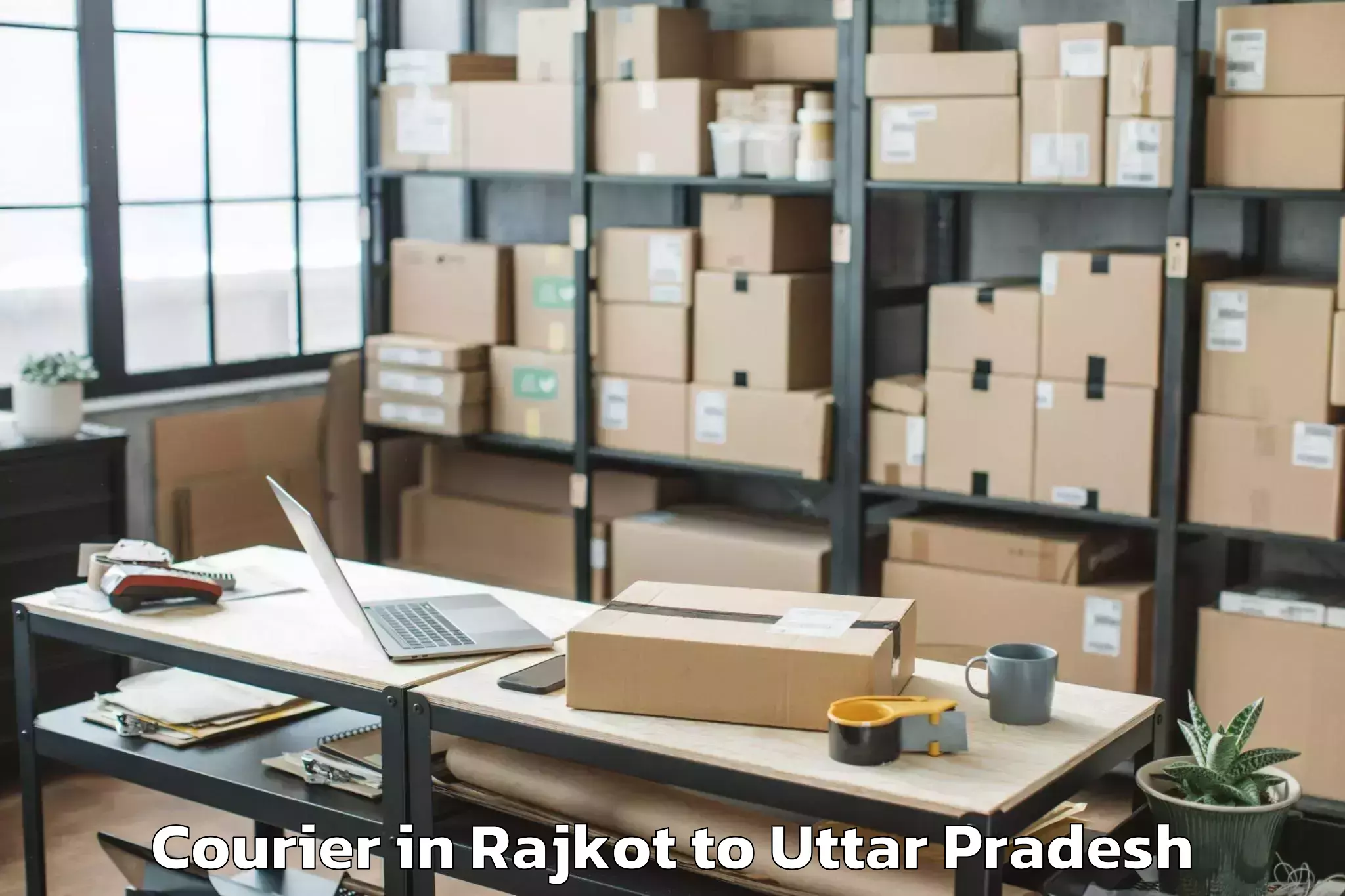 Hassle-Free Rajkot to Uttar Pradesh University Of Me Courier